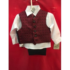 Waist Coat suit Wine/Black AGE 6 Months